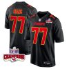 lucas niang 77 kansas city chiefs super bowl lviii champions 4 stars patch fashion game men jersey carbon black