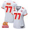 lucas niang 77 kansas city chiefs super bowl lviii champions 4x game women jersey white