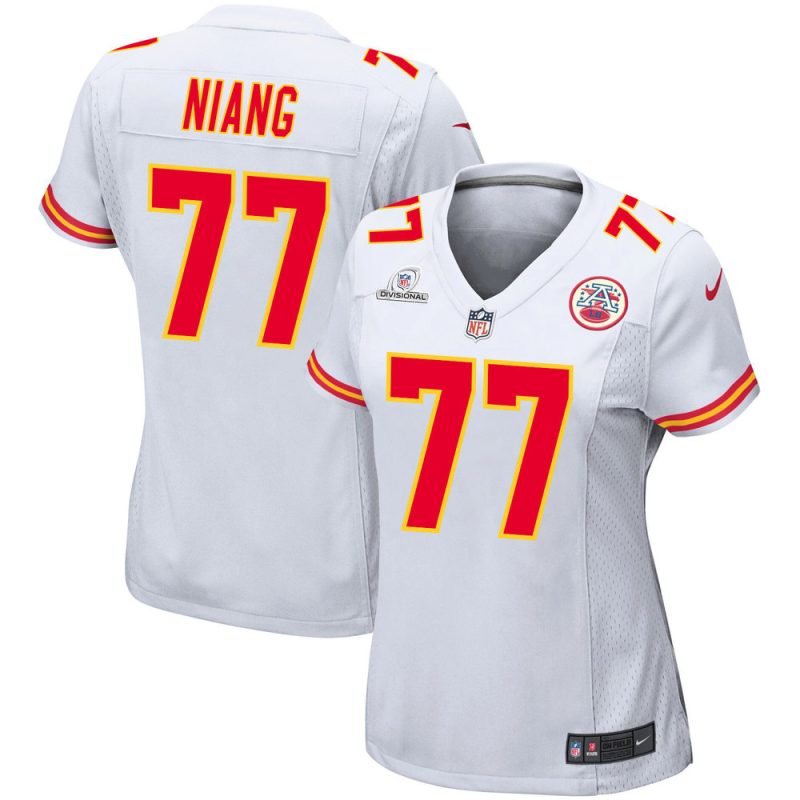 lucas niang 77 kansas city chiefs super bowl lviii patch game women jersey white