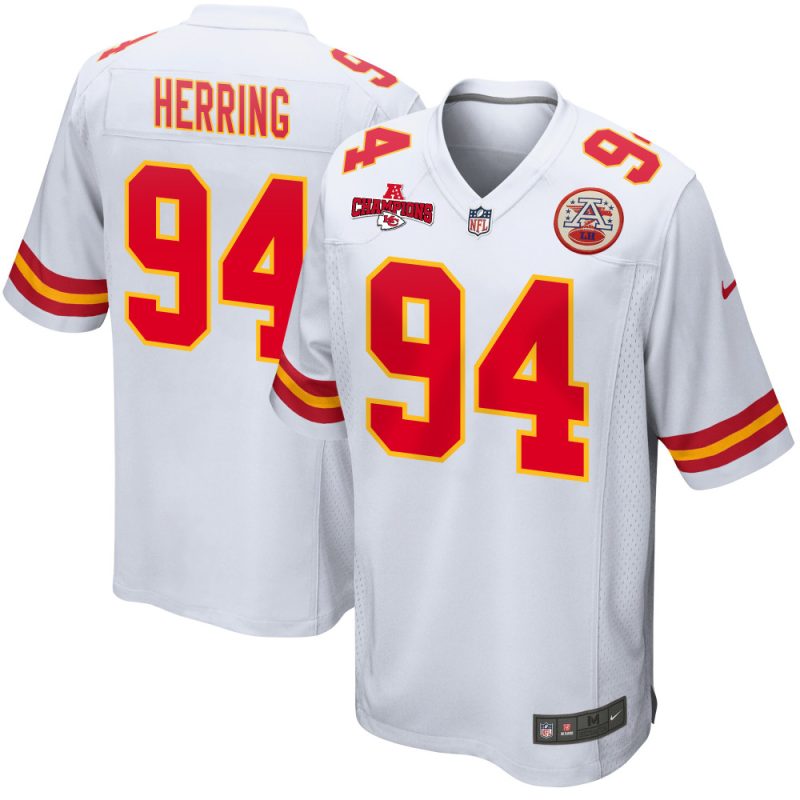 malik herring 94 kansas city chiefs afc champions patch game men jersey white