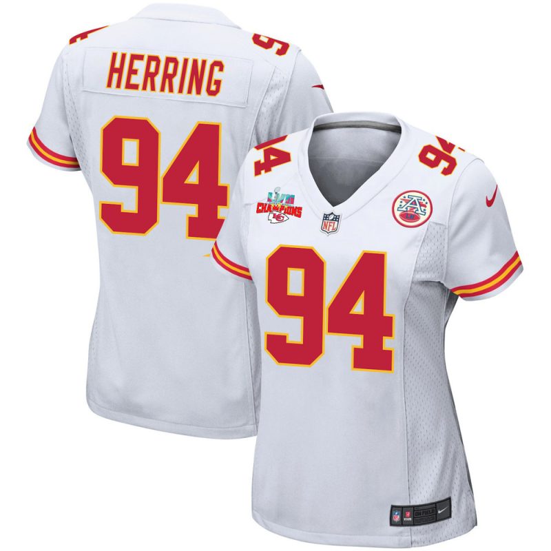 malik herring 94 kansas city chiefs super bowl lvii champions 3 stars women game jersey white