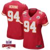 malik herring 94 kansas city chiefs super bowl lviii champions 4 stars patch game women jersey red