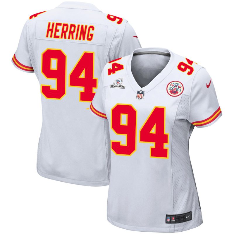 malik herring 94 kansas city chiefs super bowl lviii patch game women jersey white