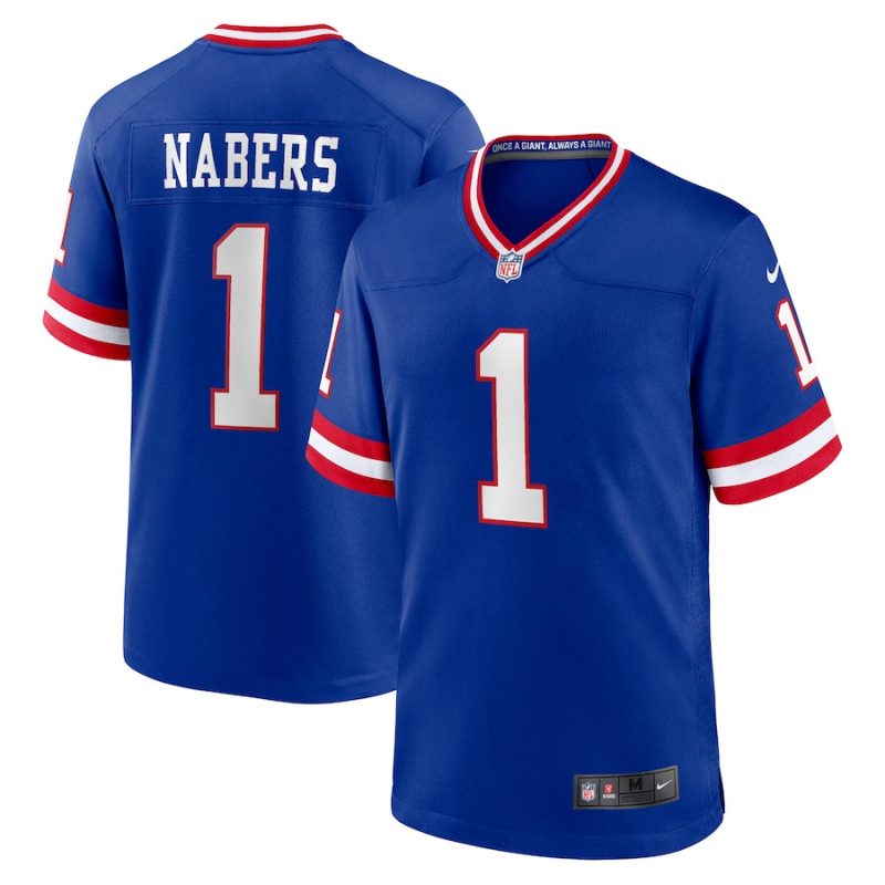 malik nabers 1 new york giants 2nd alternate 2024 nfl draft game men jersey royal