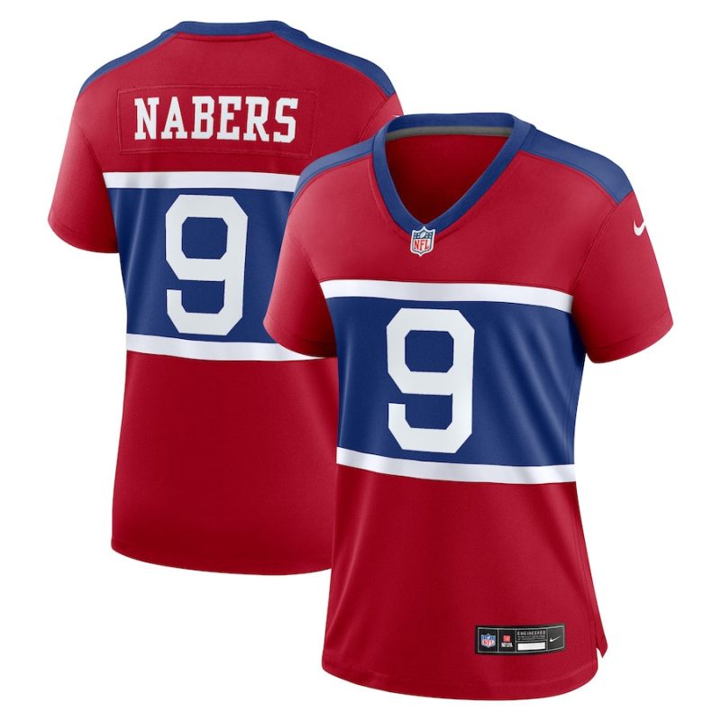 malik nabers 9 new york giants womens alternate player game jersey century red