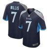 malik willis 7 tennessee titans men game jersey navy