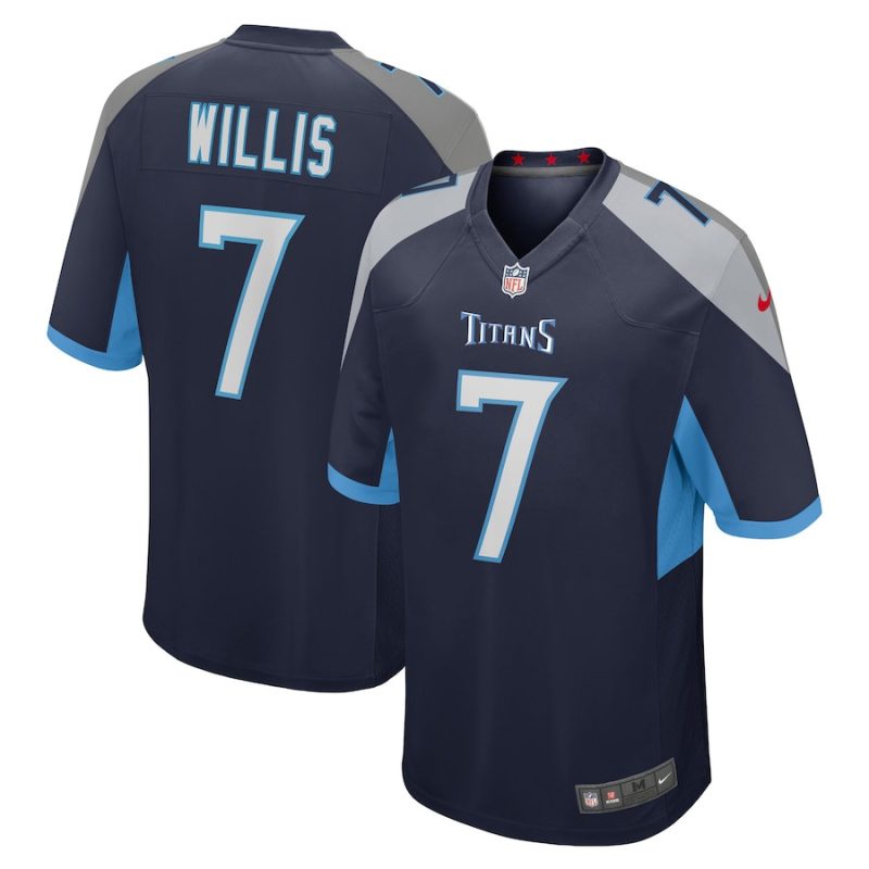 malik willis 7 tennessee titans men game jersey navy