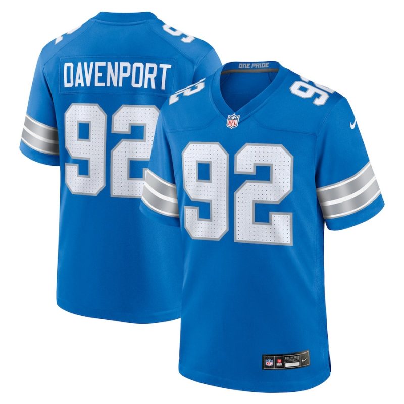 marcus davenport 92 detroit lions team game men jersey blue