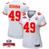 matt bushman 49 kansas city chiefs super bowl lviii champions 4 stars patch game women jersey white