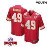 matt bushman 49 kansas city chiefs super bowl lviii champions 4 stars patch game youth jersey red