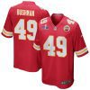 matt bushman 49 kansas city chiefs super bowl lviii patch game men jersey red