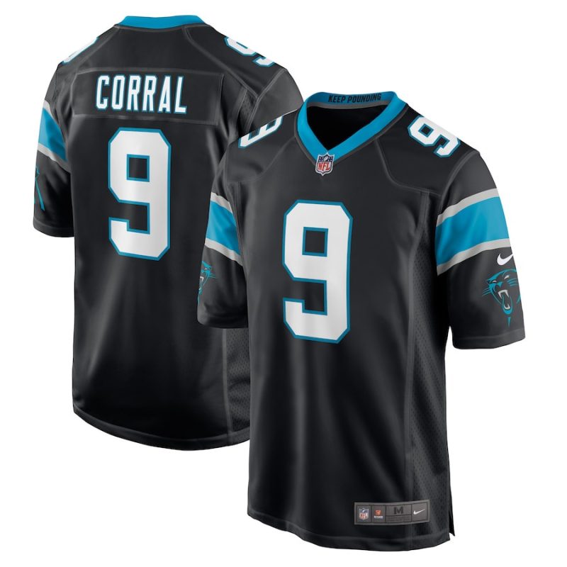 matt corral 9 carolina panthers mens game jersey black