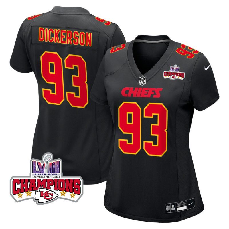 matt dickerson 93 kansas city chiefs super bowl lviii champions 4 stars patch fashion game women jersey carbon black