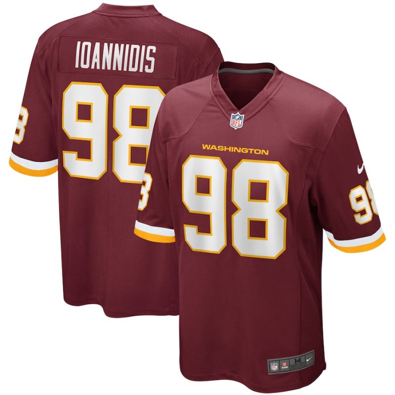 matt ioannidis 98 washington commanders football team men game jersey burgundy