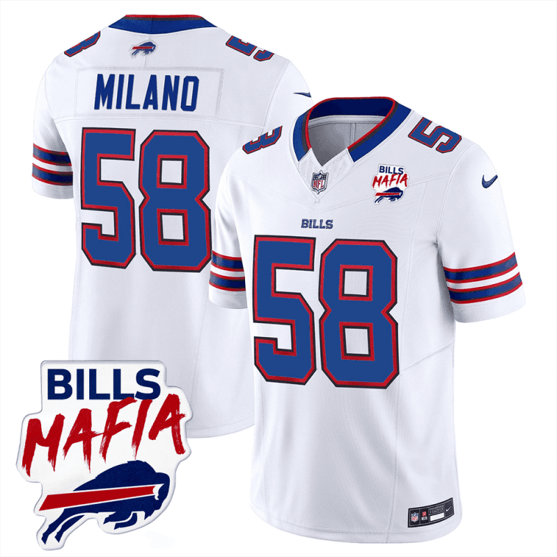 matt milano 58 buffalo bills bills mafia patch game men jersey white