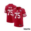 matt pryor 75 san francisco 49ers super bowl lviii patch game youth jersey scarlet