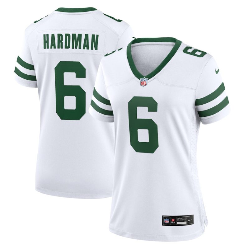 mecole hardman 6 new york jets game jersey women white