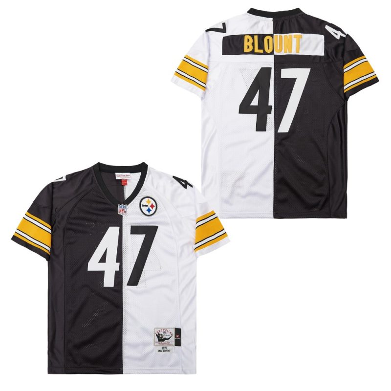 mel blount 47 pittsburgh steelers two toned retro throwback men jersey black white