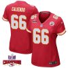 mike caliendo 66 kansas city chiefs super bowl lviii champions 4 stars patch game women jersey red