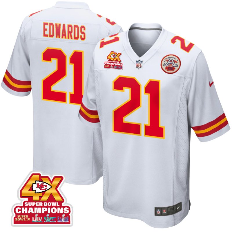 mike edwards 21 kansas city chiefs super bowl lviii champions 4x game men jersey white