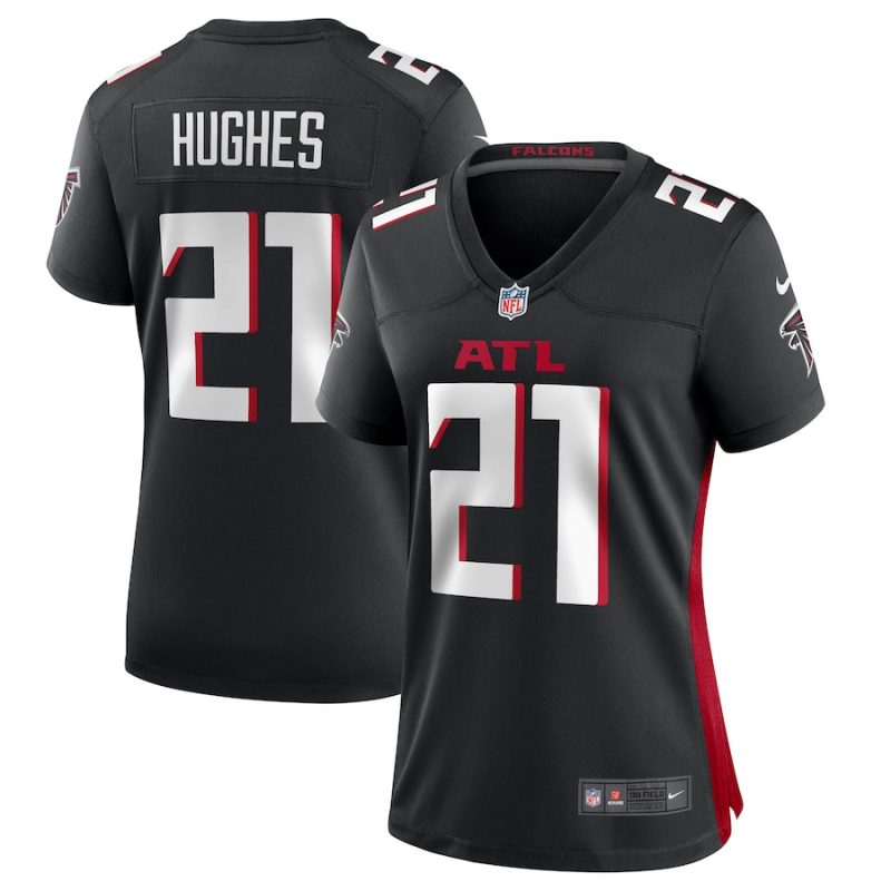 mike hughes 21 atlanta falcons womens game jersey black