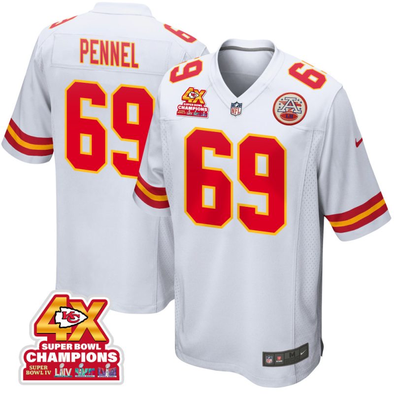 mike pennel 69 kansas city chiefs super bowl lviii champions 4x game men jersey white