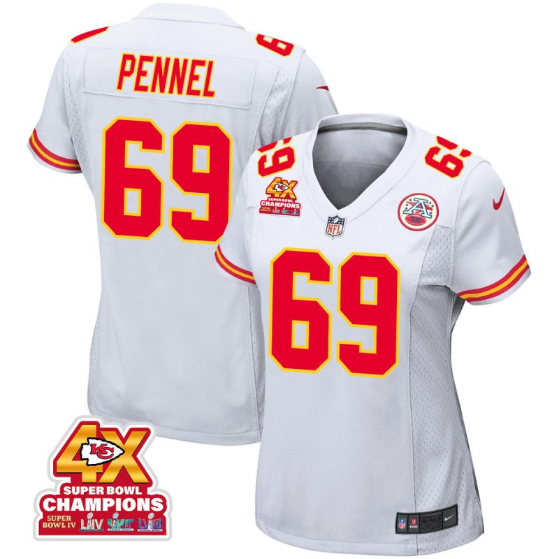 mike pennel 69 kansas city chiefs super bowl lviii champions 4x game women jersey white