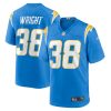 milton wright 38 los angeles chargers men game jersey powder blue