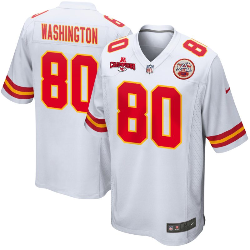 montrell washington 80 kansas city chiefs afc champions patch game men jersey white