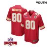 montrell washington 80 kansas city chiefs super bowl lviii champions 4 stars patch game youth jersey red