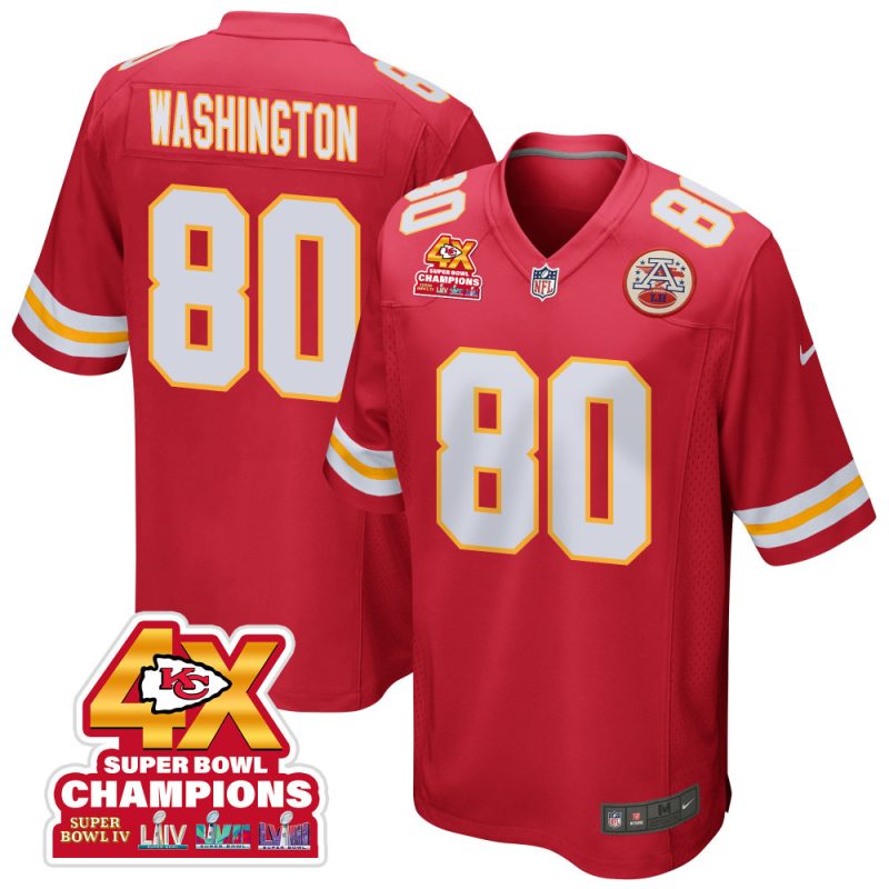 montrell washington 80 kansas city chiefs super bowl lviii champions 4x game men jersey red