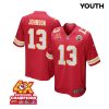 nazeeh johnson 13 kansas city chiefs super bowl lviii champions 4x game youth jersey red