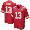 nazeeh johnson 13 kansas city chiefs super bowl lviii patch game men jersey red