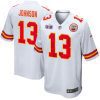 nazeeh johnson 13 kansas city chiefs super bowl lviii patch game men jersey white