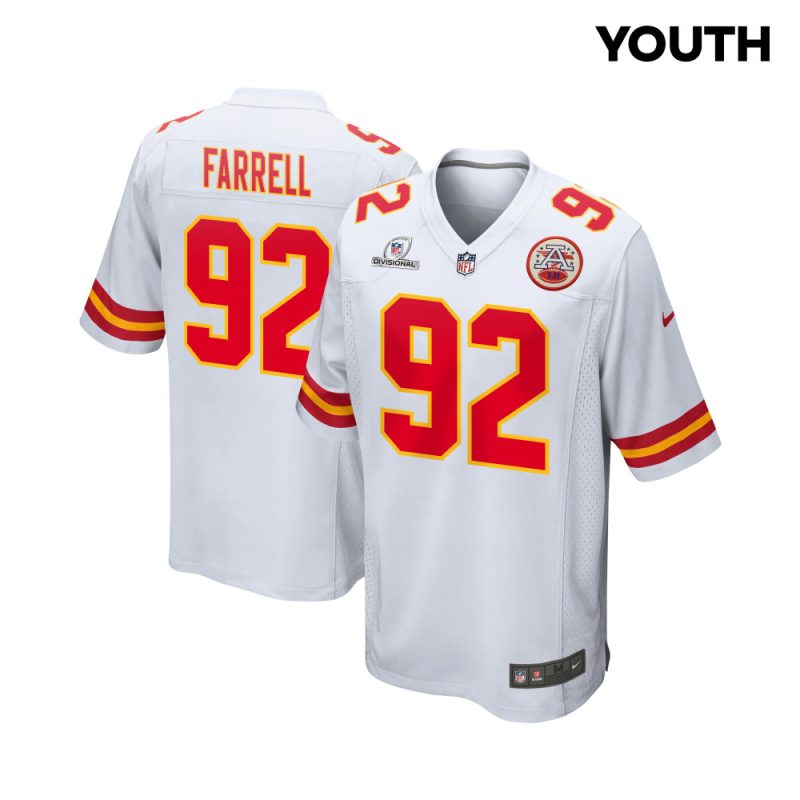 neil farrell 92 kansas city chiefs super bowl lviii patch game youth jersey white