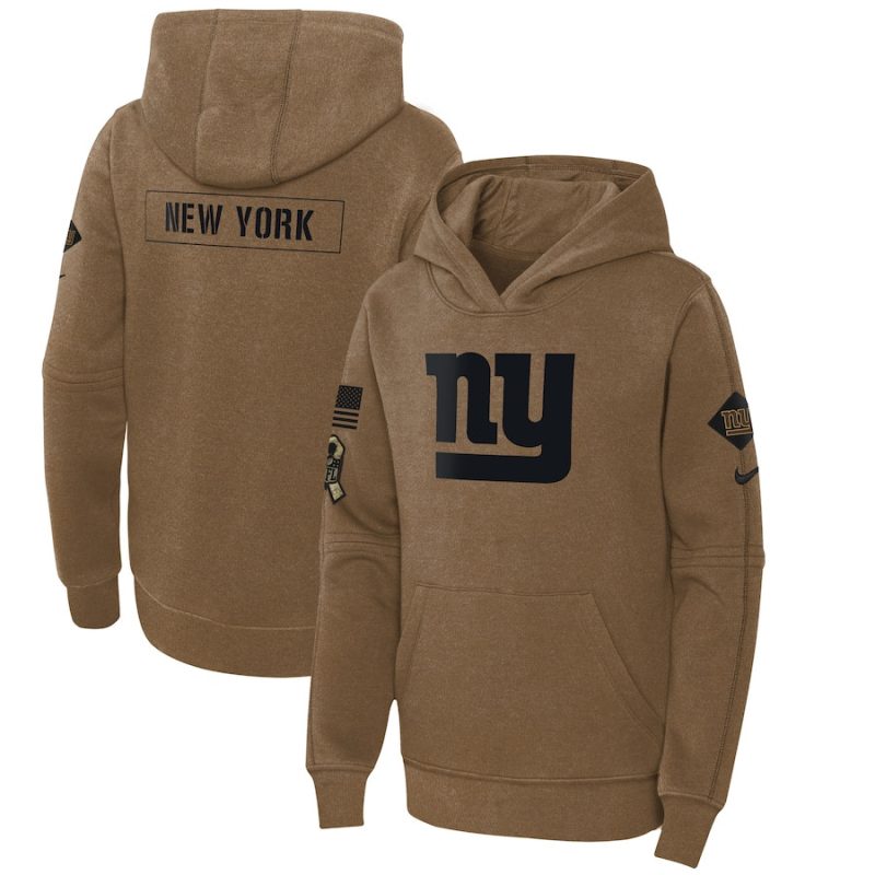 new york giants youth 2023 salute to service club fleece pullover hoodie brown