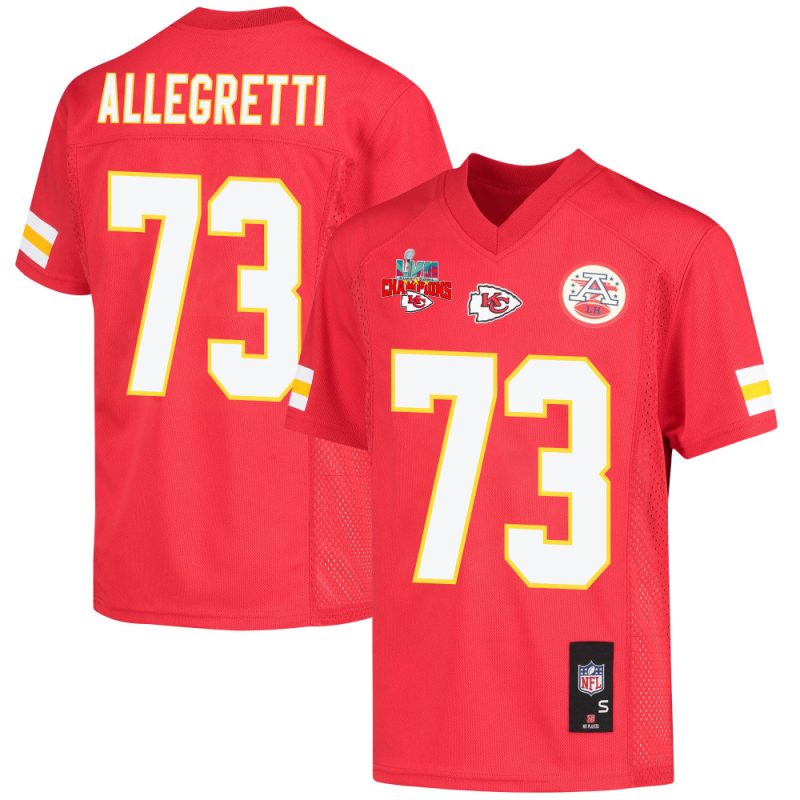 nick allegretti 73 kansas city chiefs super bowl lvii champions 3 stars youth game jersey red