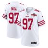 nick bosa 97 san francisco 49ers nfc champions patch game men jersey white