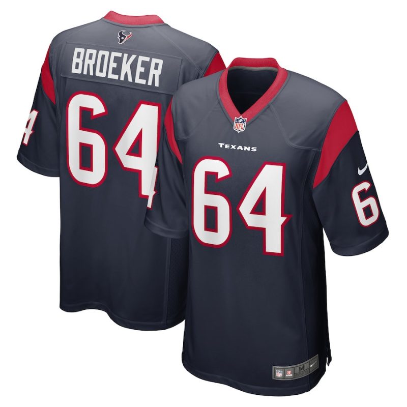 nick broeker 64 houston texans mens team game jersey navy