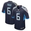 nick folk 6 tennessee titans men team game jersey navy