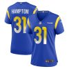 nick hampton 31 los angeles rams game women jersey royal