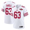 nick zakelj 63 san francisco 49ers nfc champions patch game men jersey white