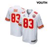 noah gray 83 kansas city chiefs super bowl lviii patch game youth jersey white