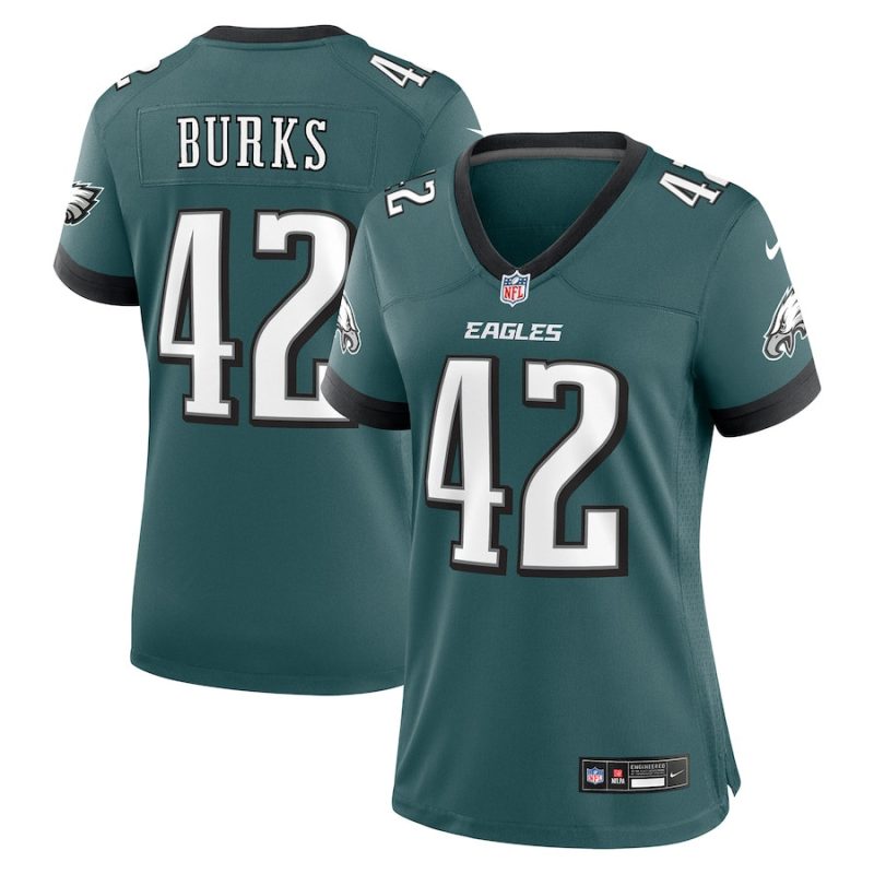 oren burks 42 philadelphia eagles women game jersey midnight green