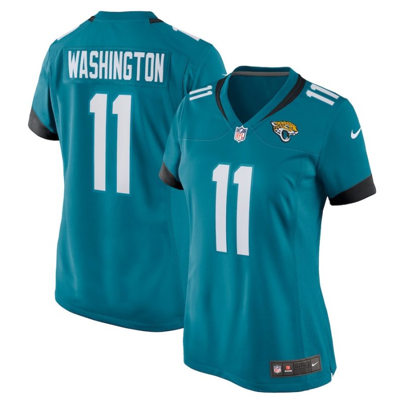 parker washington 11 jacksonville jaguars women team game jersey teal