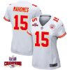 patrick mahomes 15 kansas city chiefs super bowl lviii champions 4 stars patch game women jersey white