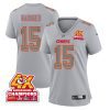 patrick mahomes 15 kansas city chiefs super bowl lviii champions 4x atmosphere fashion game women jersey gray