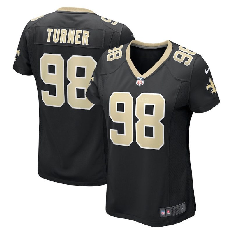 payton turner 98 new orleans saints womens game jersey black