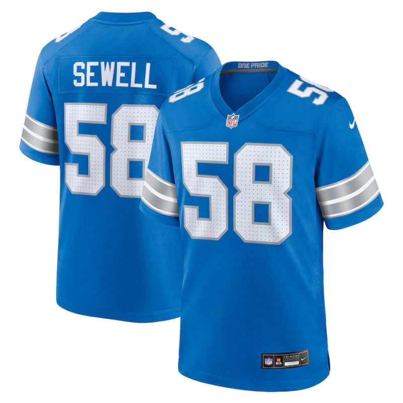 penei sewell 58 detroit lions game jersey blue men