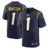 quentin johnston 1 los angeles chargers men alternate game jersey navy